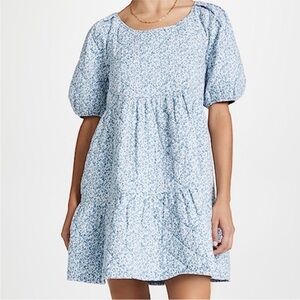 Madewell Puff Sleeve Tiered Mini Dress
